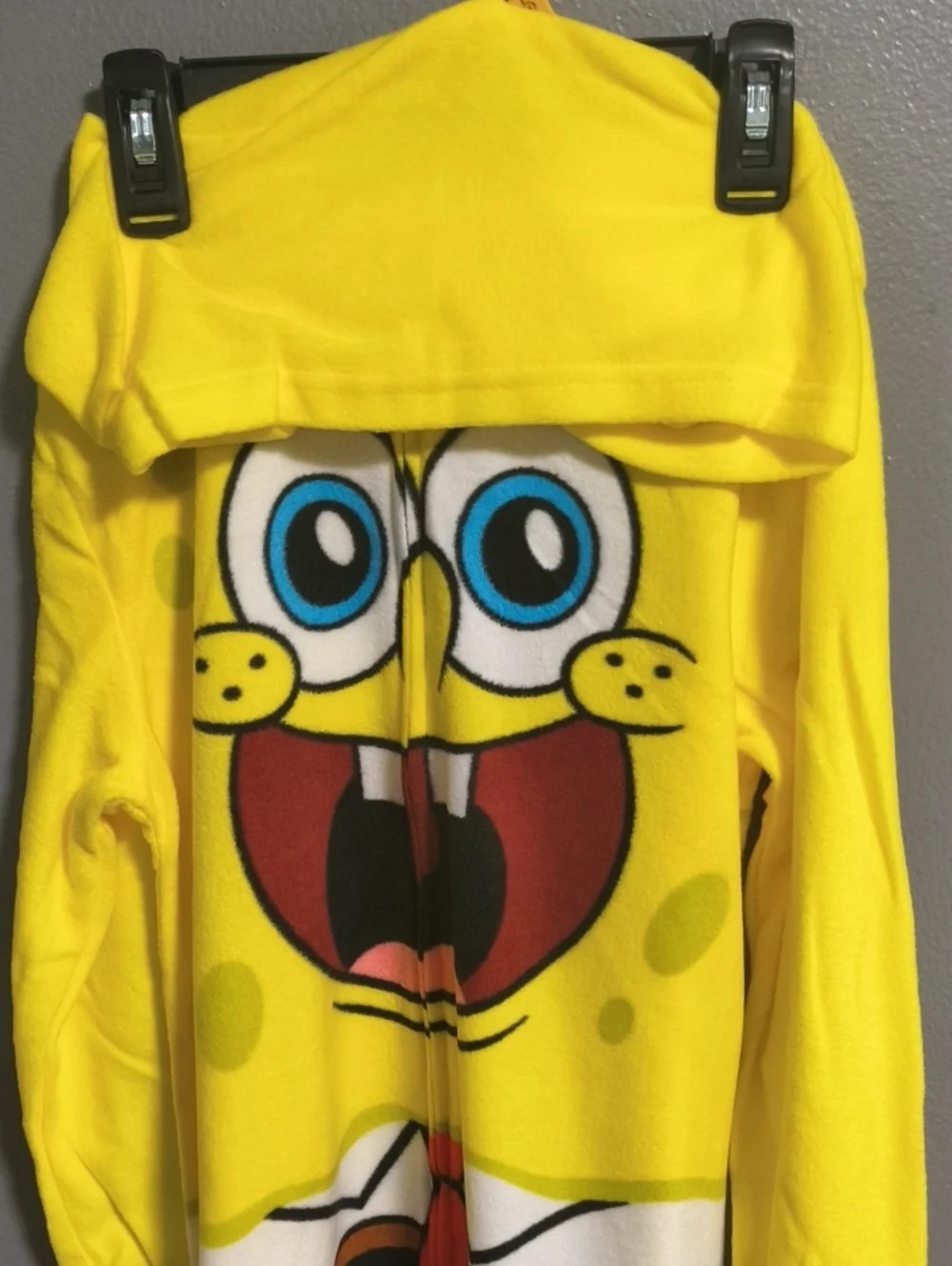 SpongeBob SquarePants Yellow Kids One-Piece Hoodie Pajama Size 10 -12